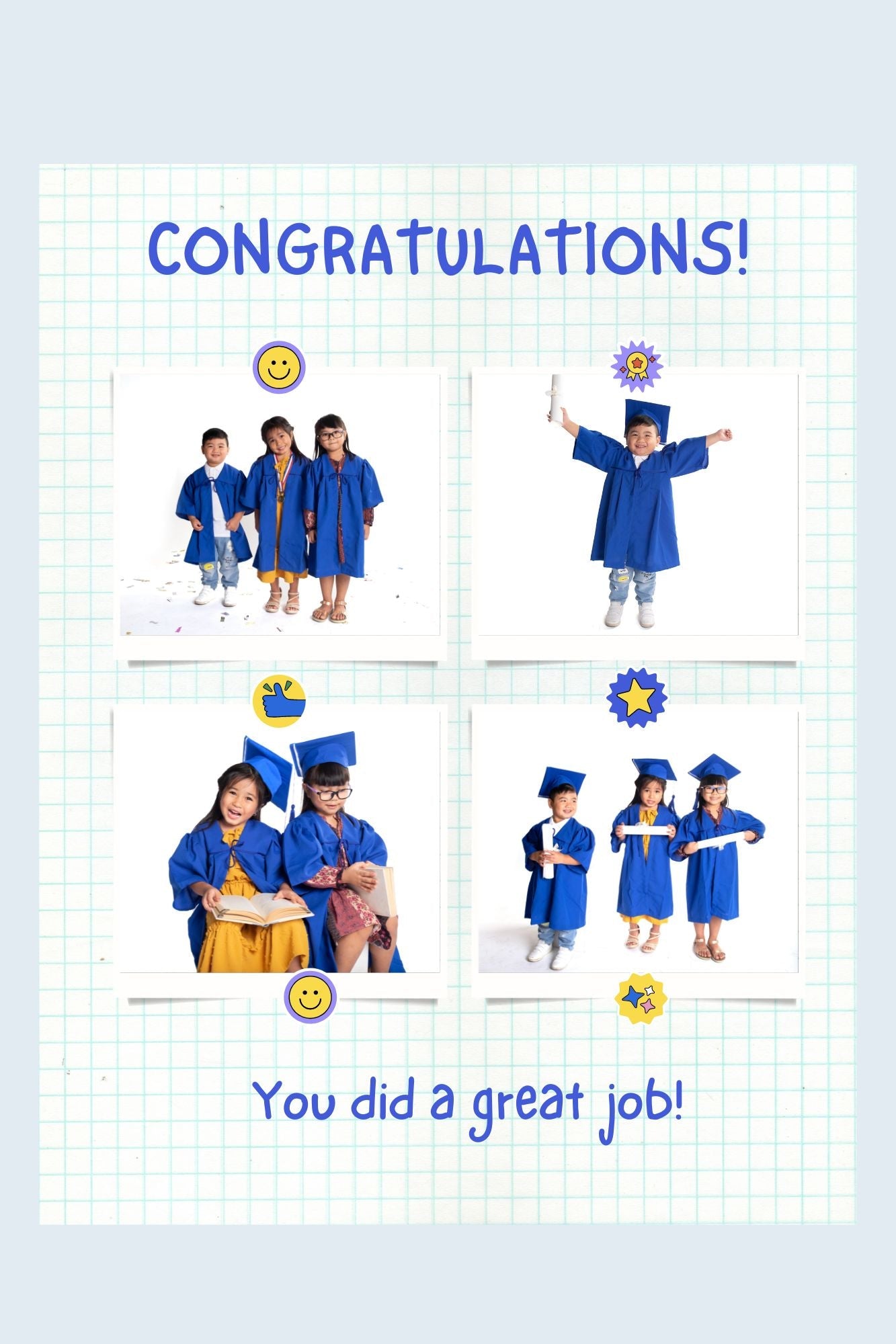 Tablou Canvas Personalizat cu 4 Poze Pentru Absolvire "Congratulations", PS191