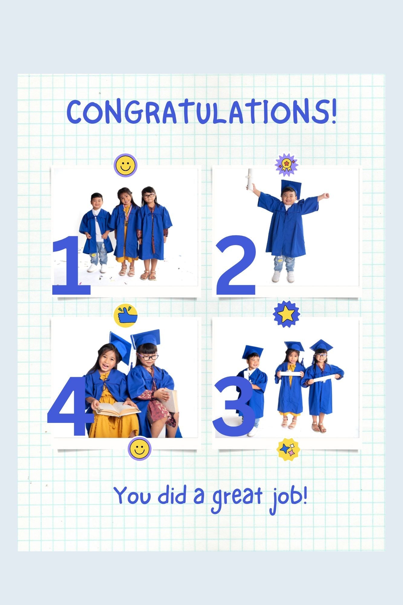 Tablou Canvas Personalizat cu 4 Poze Pentru Absolvire "Congratulations", PS191