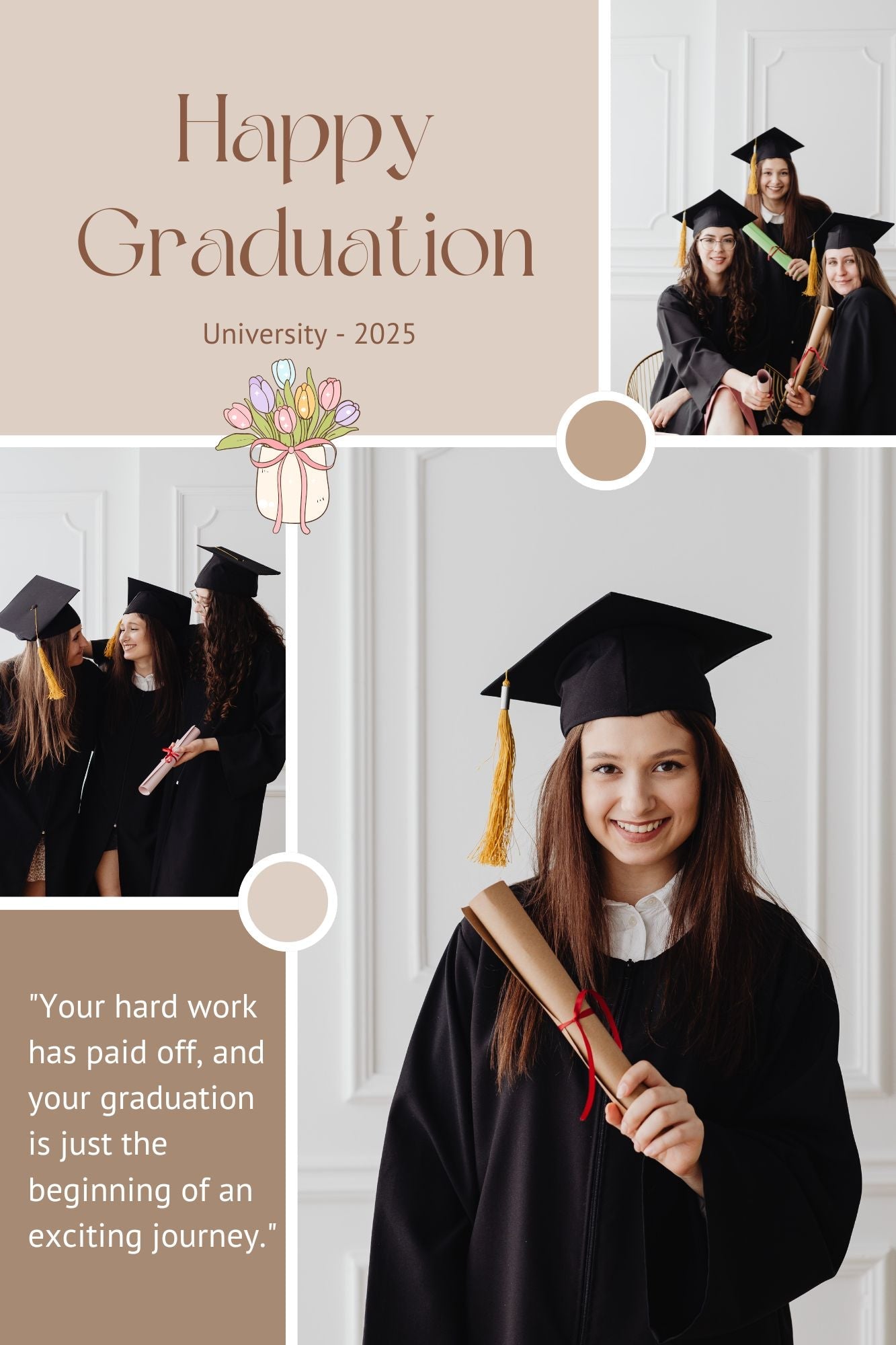 Tablou Canvas Personalizat cu 3 Poze Pentru Absolvire "Congratulations", PS192