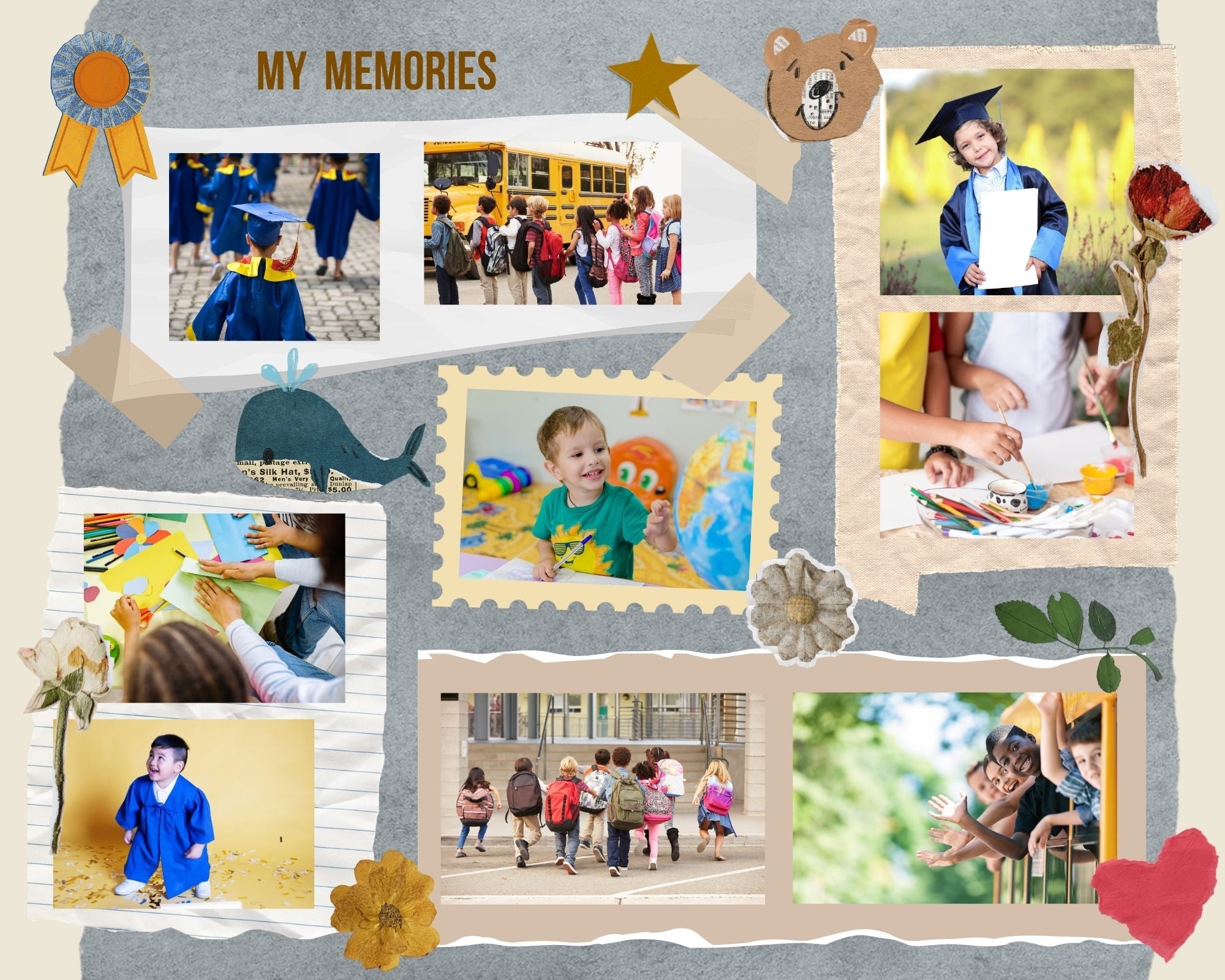 Tablou canvas cu colaj foto scolastic, tablou canvas pentru perete