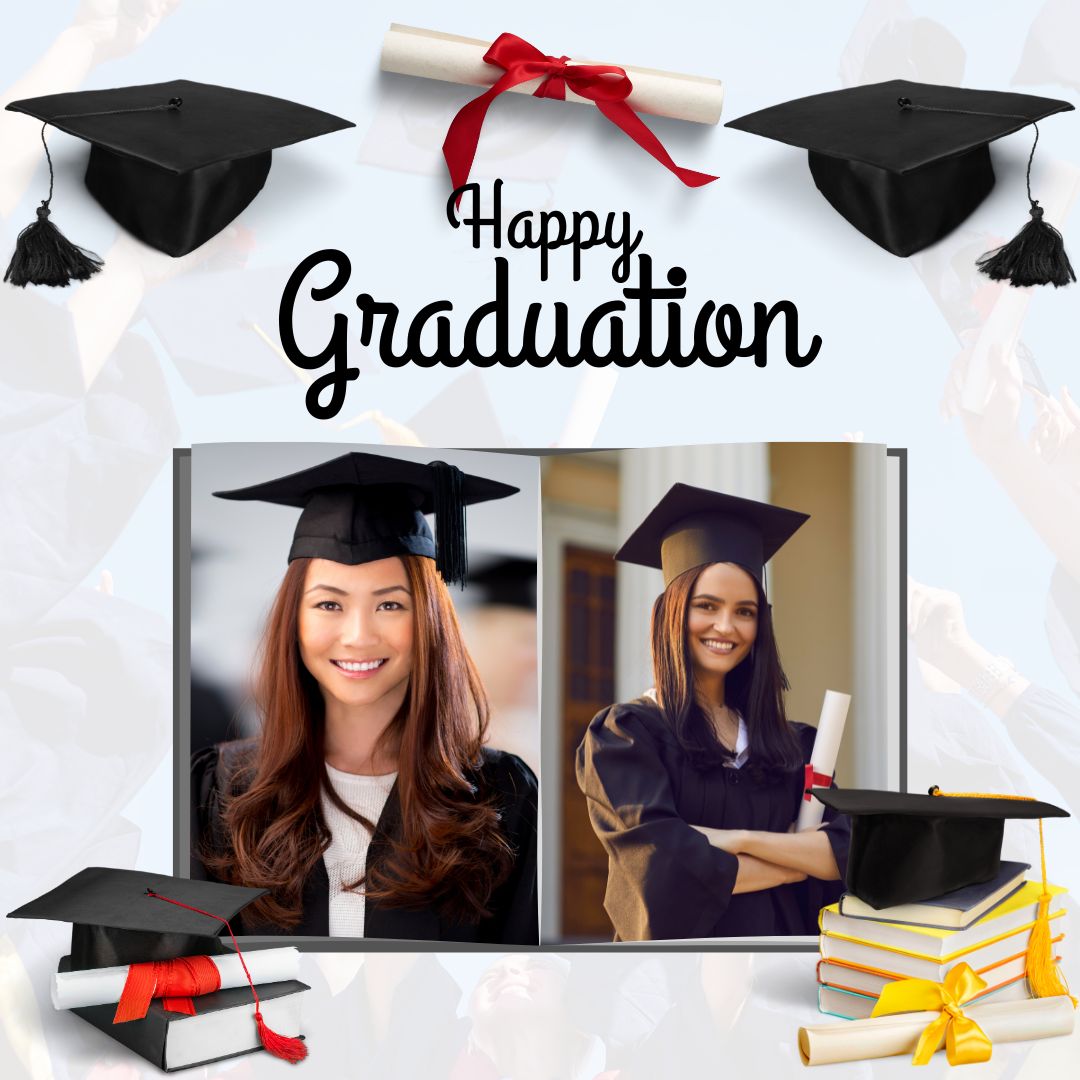 Tablou Canvas Personalizat cu 2 Poze Pentru Absolvire "Happy Graduation", PS197