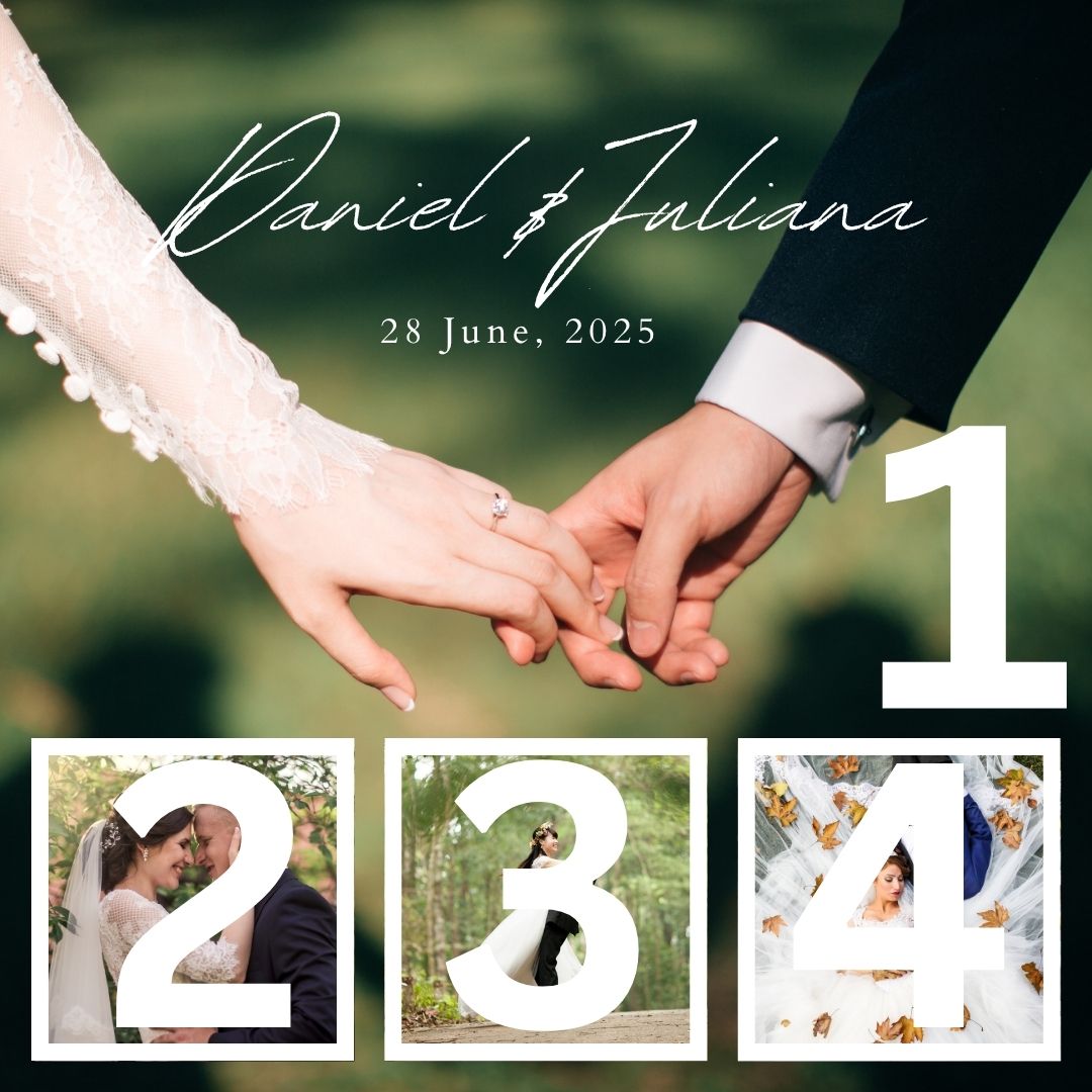 Tablou Canvas Personalizat cu 4 Poze Pentru Nunta "Hand In Hand", PS200