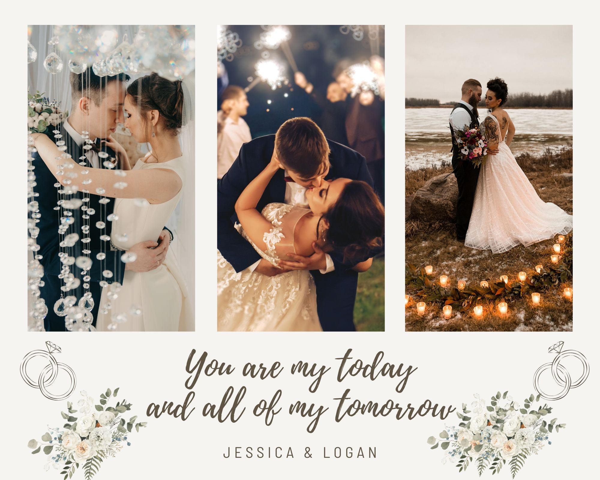 Tablou Canvas Personalizat cu 3 Poze Pentru Nunta "My All", PS206