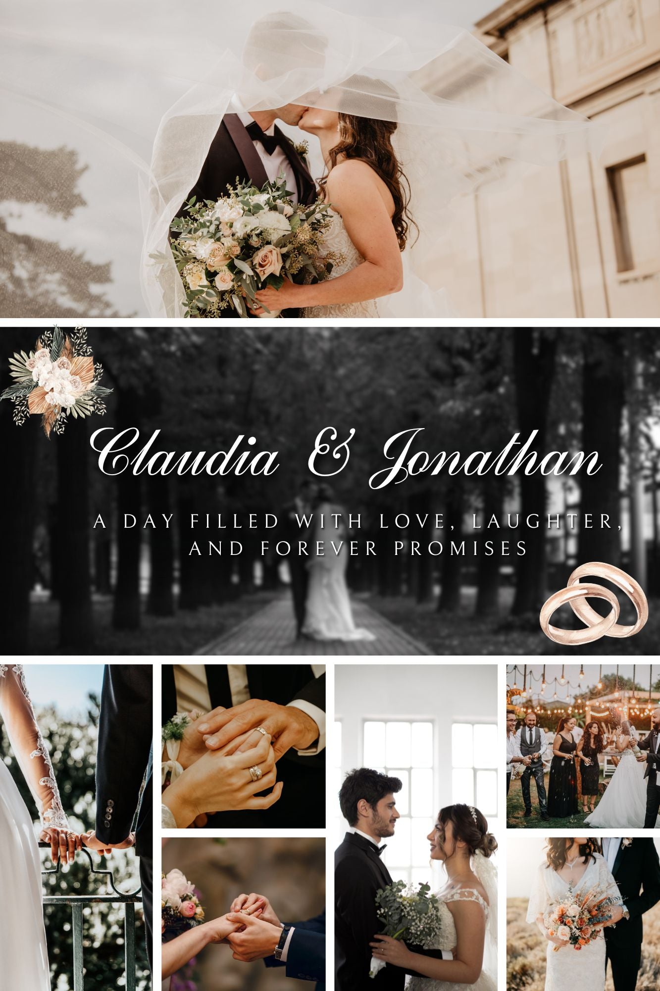 Tablou Canvas Personalizat cu 7 Poze Pentru Nunta "A Day Filled With Love", PS207