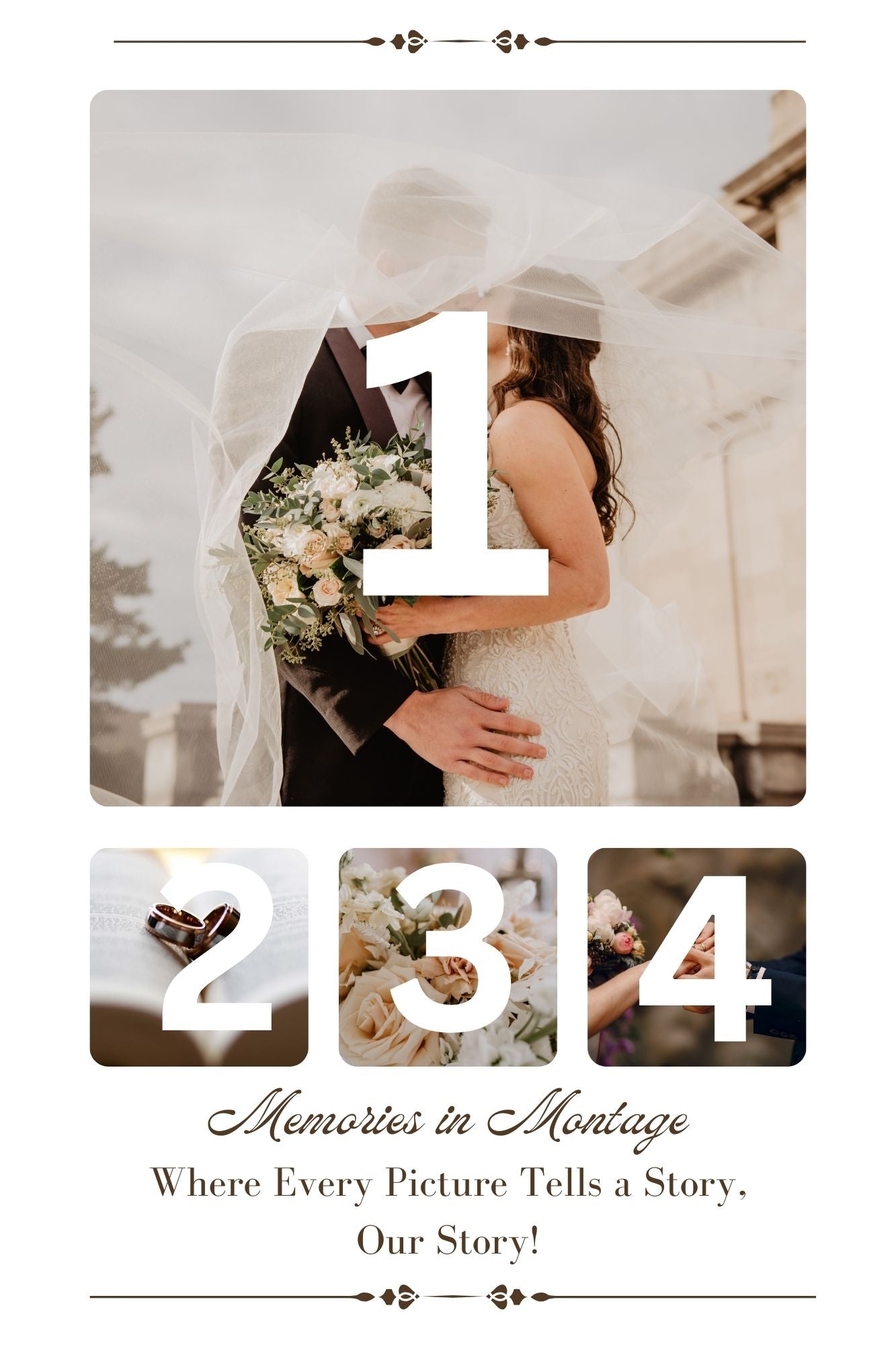 Tablou Canvas Personalizat cu 4 Poze Pentru Nunta "Memories In Montage", PS209