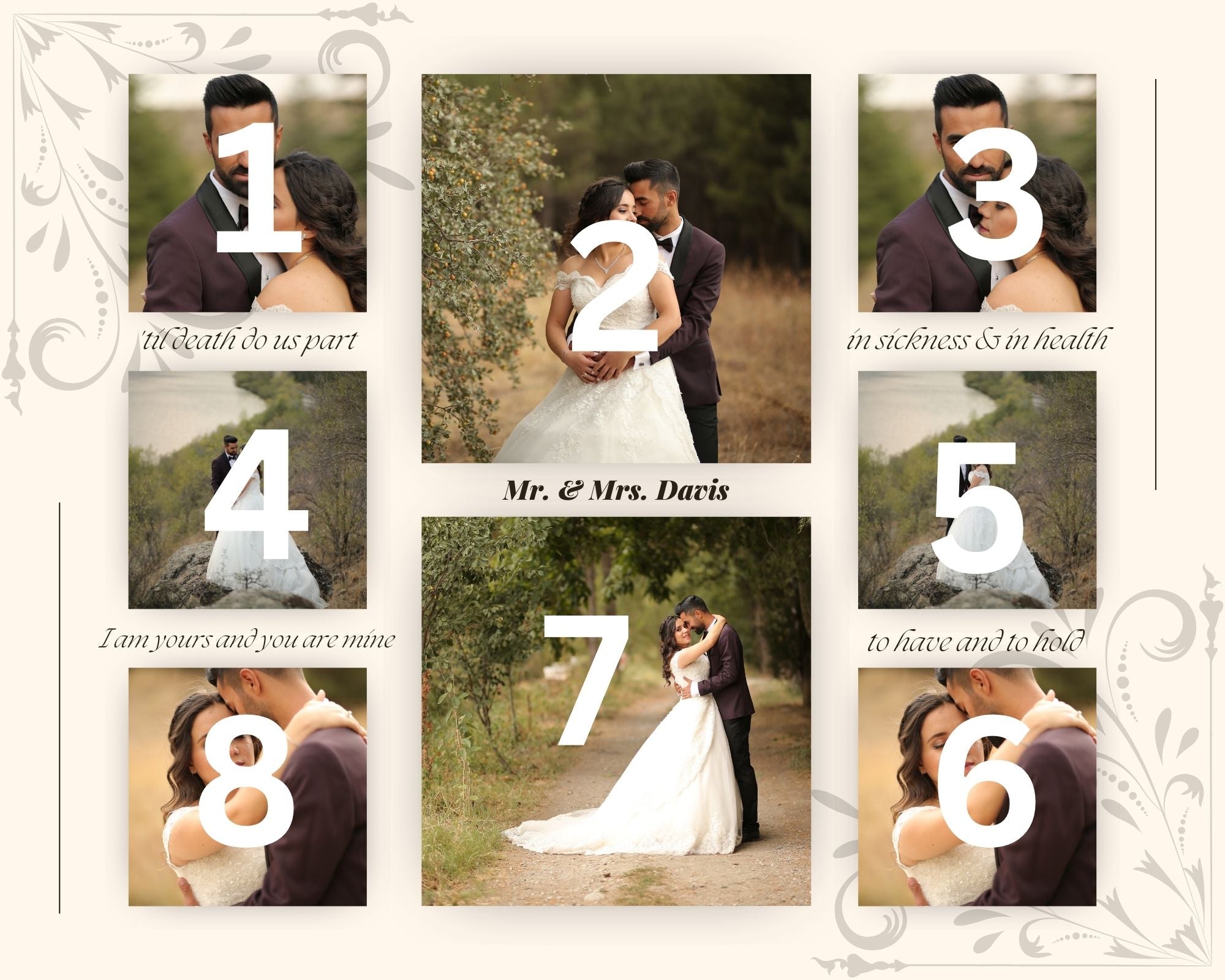 Tablou Canvas Personalizat cu 8 Poze Pentru Nunta "Our Happy Moments", PS211