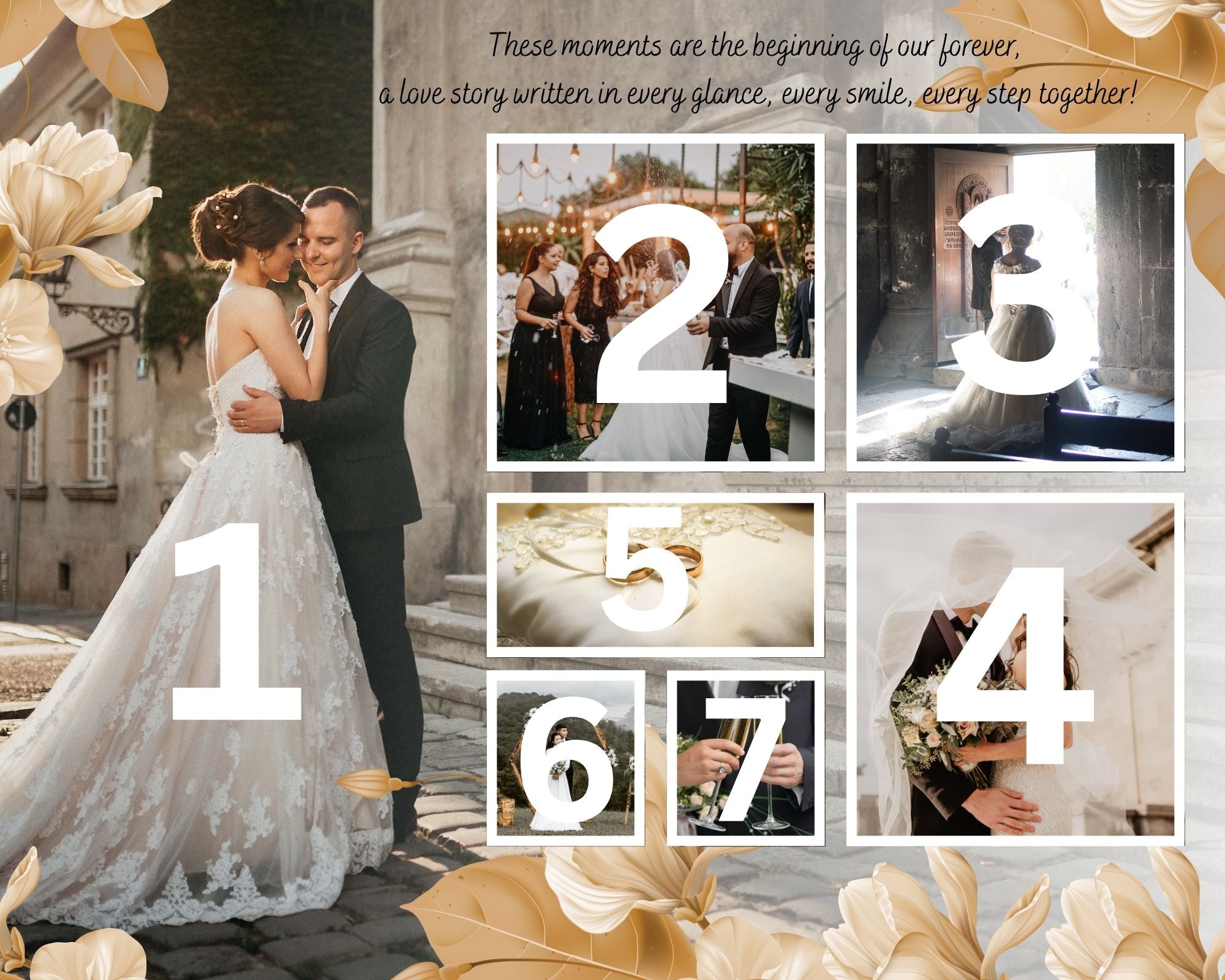 Tablou Canvas Personalizat cu 7 Poze Pentru Nunta "Our Love", PS214