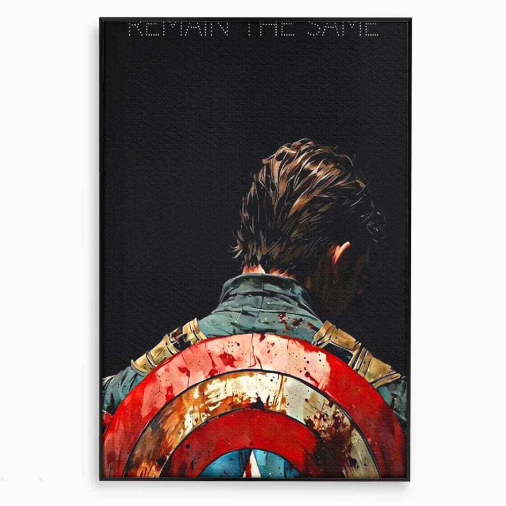 Tablou canvas cu ilustratie motivationala cu un razboinic din spate, in rama de aluminiu negru
