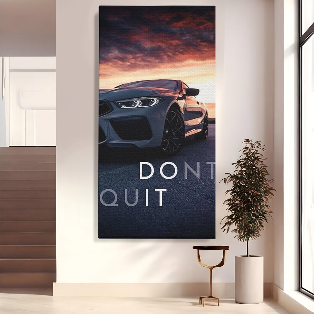 Tablou canvas cu tablou canvas cu masina sport si mesaj, fara rama, pe sasiu de lemn