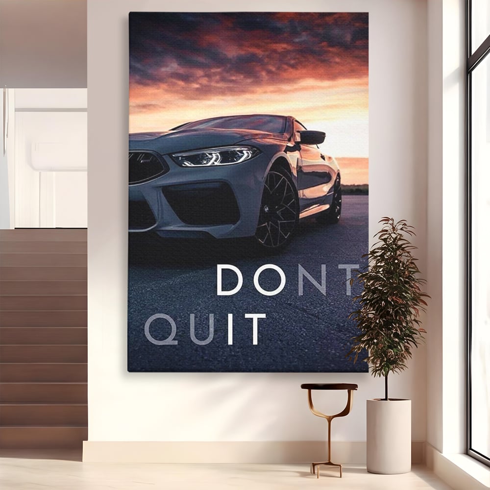Tablou canvas cu tablou canvas cu masina sport si mesaj, fara rama, pe sasiu de lemn