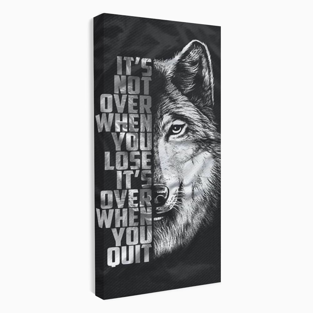 Tablou canvas cu tablou canvas cu lup si mesaj, fara rama, pe sasiu de lemn