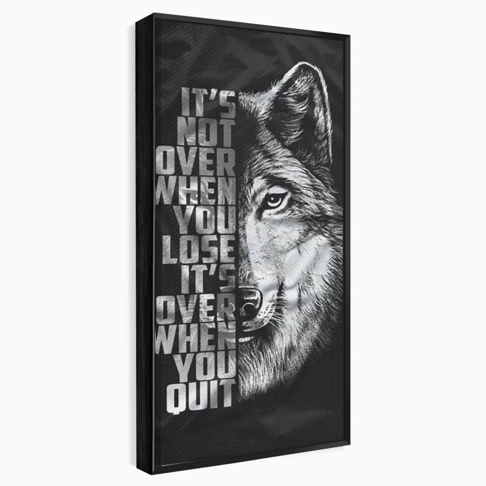 Tablou canvas cu tablou canvas cu lup si mesaj, in rama de aluminiu negru