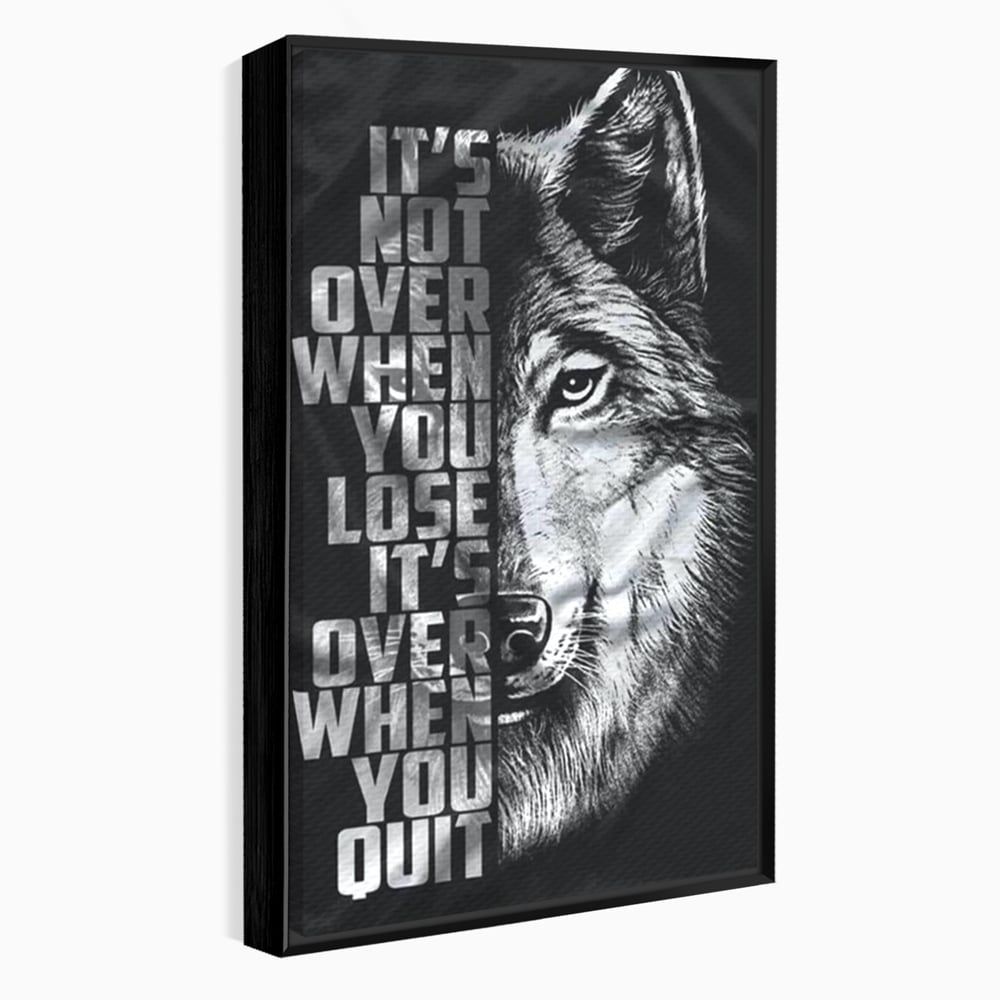 Tablou canvas cu tablou canvas cu lup si mesaj, in rama de aluminiu negru