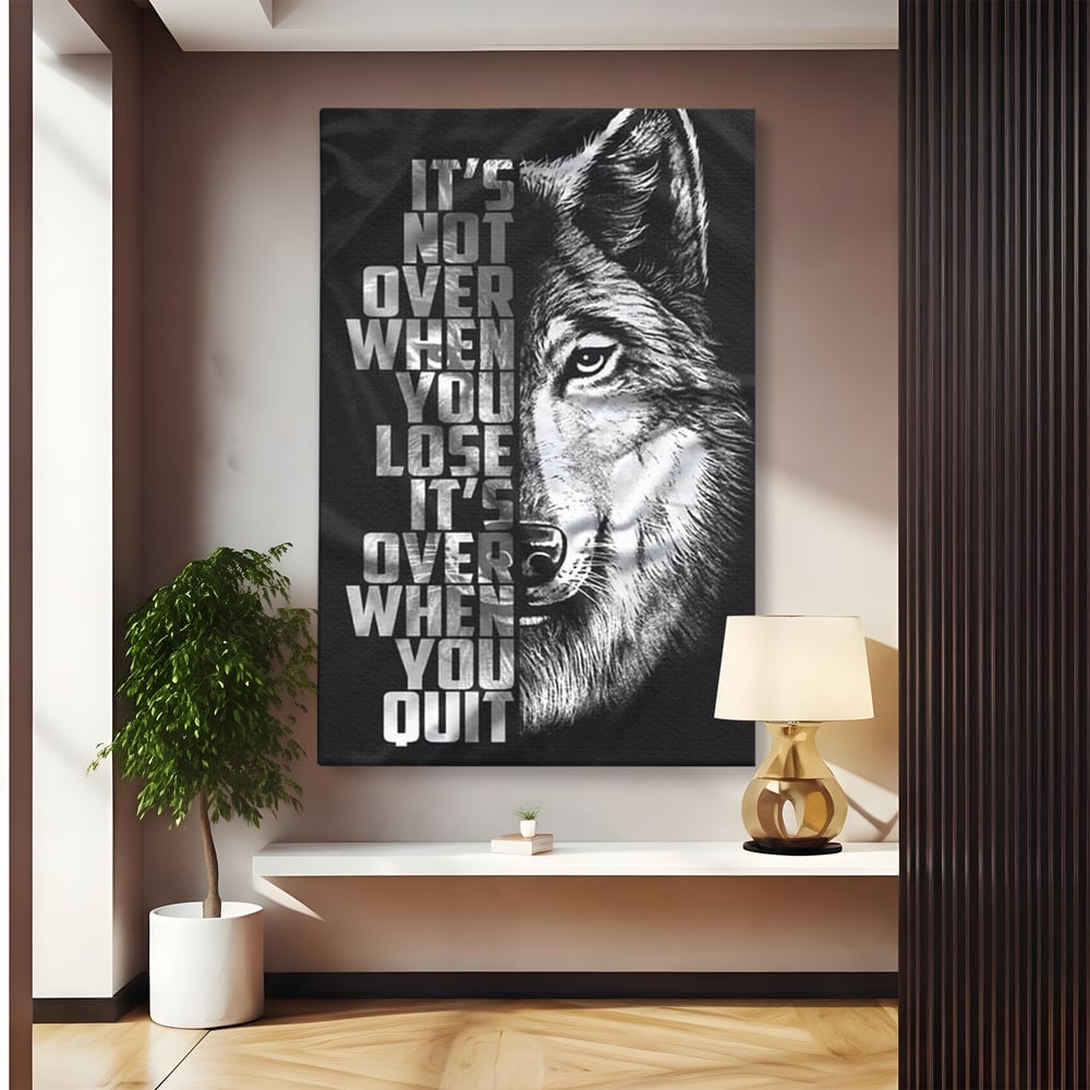 Tablou canvas cu tablou canvas cu lup si mesaj, fara rama, pe sasiu de lemn