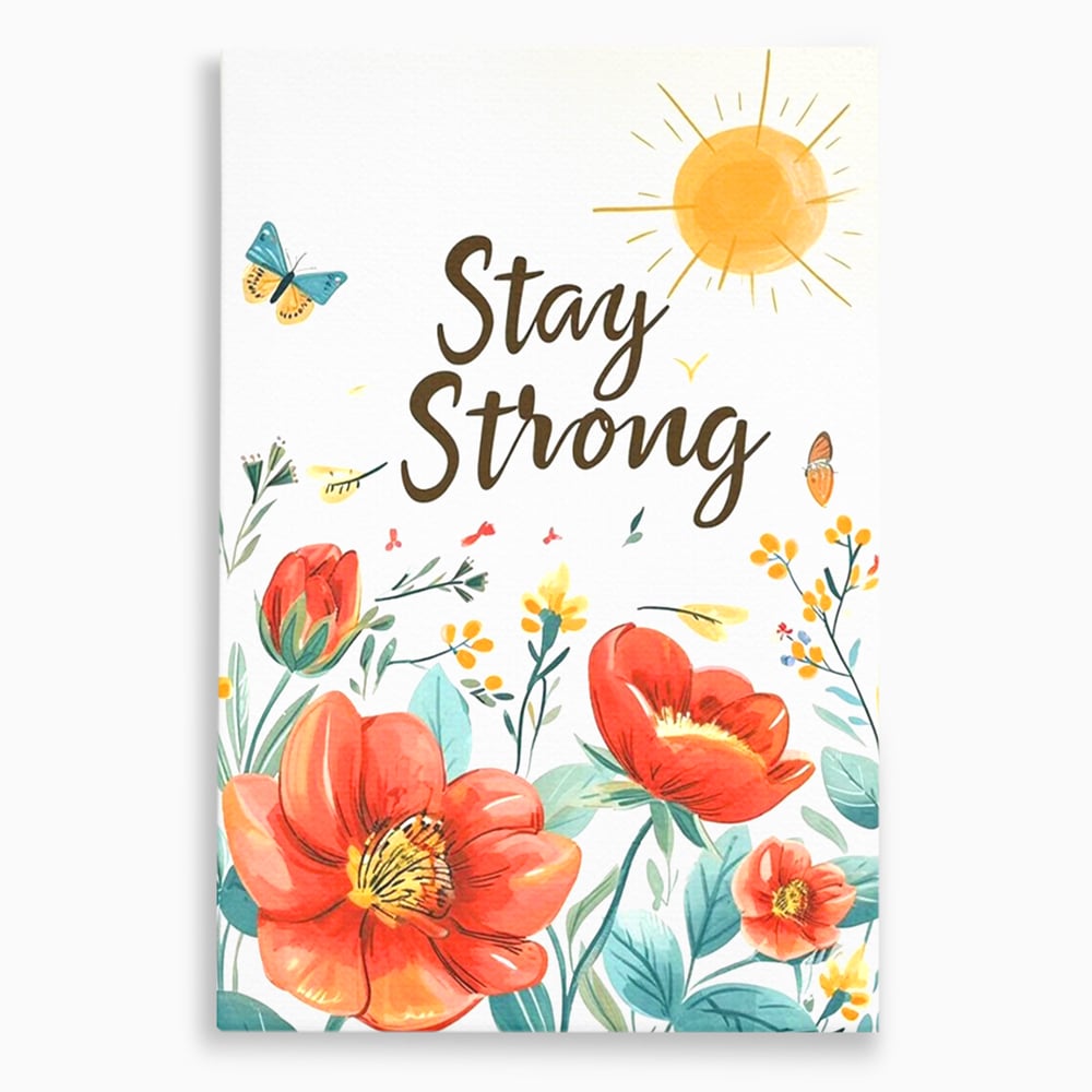 Tablou canvas cu tablou motivational cu flori si soare, fara rama, pe sasiu de lemn