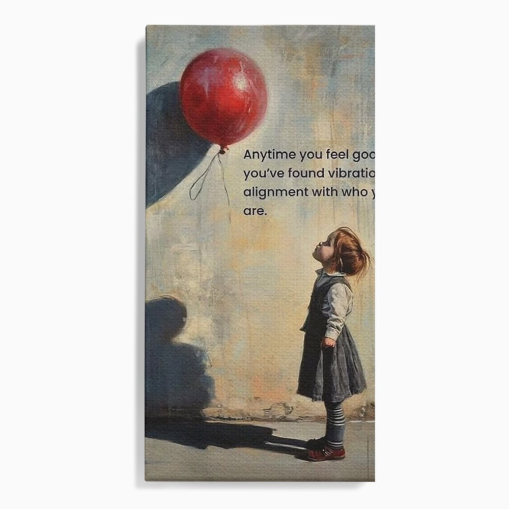 Tablou canvas cu tablou canvas cu fetita si balon rosu, fara rama, pe sasiu de lemn