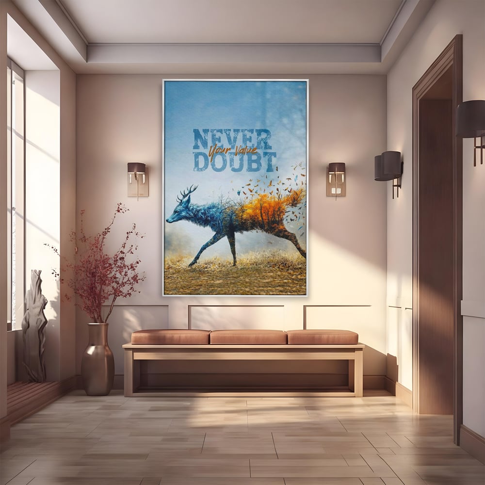 Tablou canvas cu tablou canvas cu cerb si padure, in rama de aluminiu argintiu