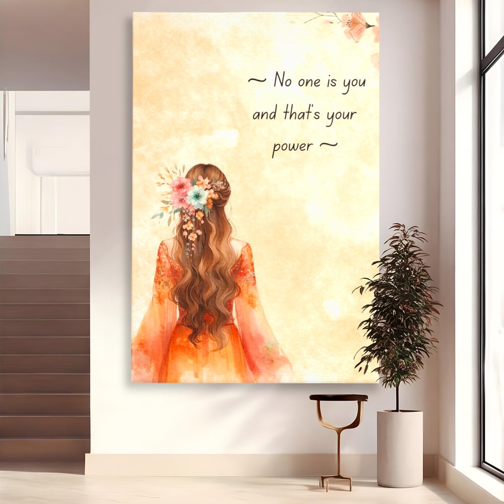 Tablou canvas cu tablou canvas cu femeie si flori, fara rama, pe sasiu de lemn