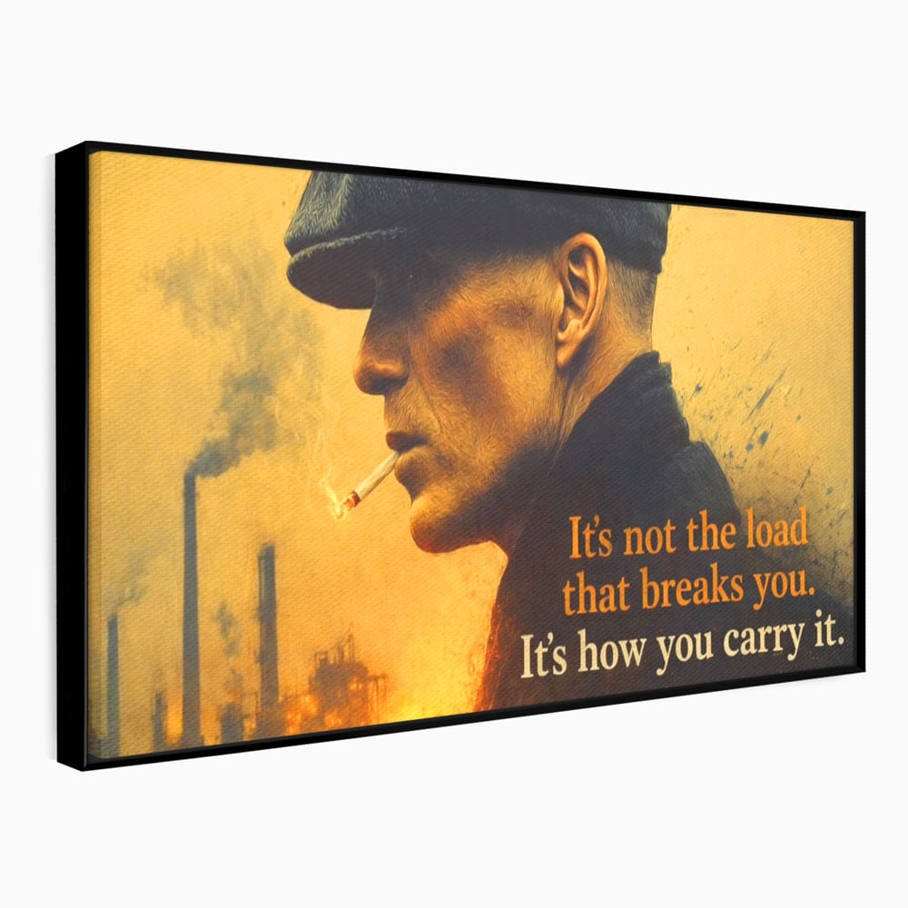 Tablou canvas cu tablou canvas cu personaj si mesaj motivational, in rama de aluminiu negru