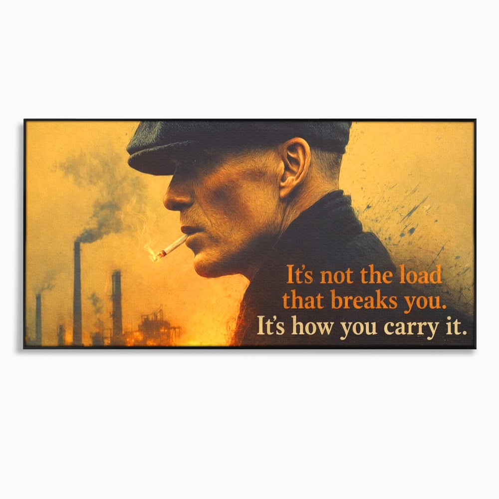 Tablou canvas cu tablou canvas cu personaj si mesaj motivational, in rama de aluminiu negru