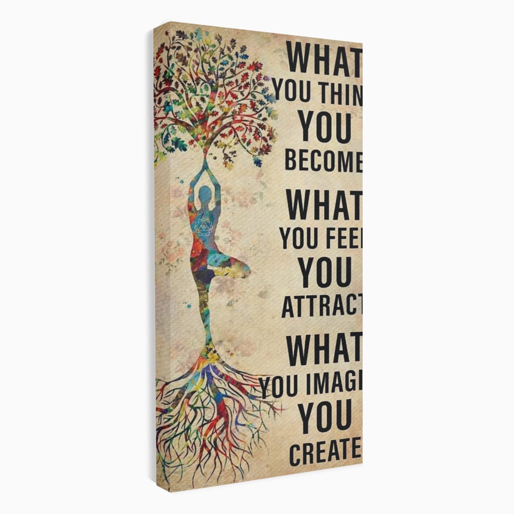 Tablou canvas cu tablou canvas motivational cu silueta si copac, fara rama, pe sasiu de lemn