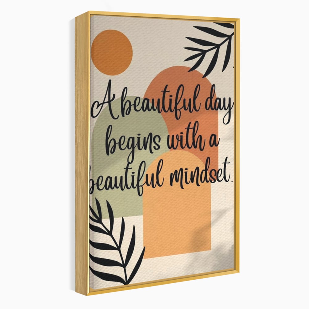 Tablou canvas cu tablou canvas cu mesaj motivational abstract, in rama de aluminiu auriu