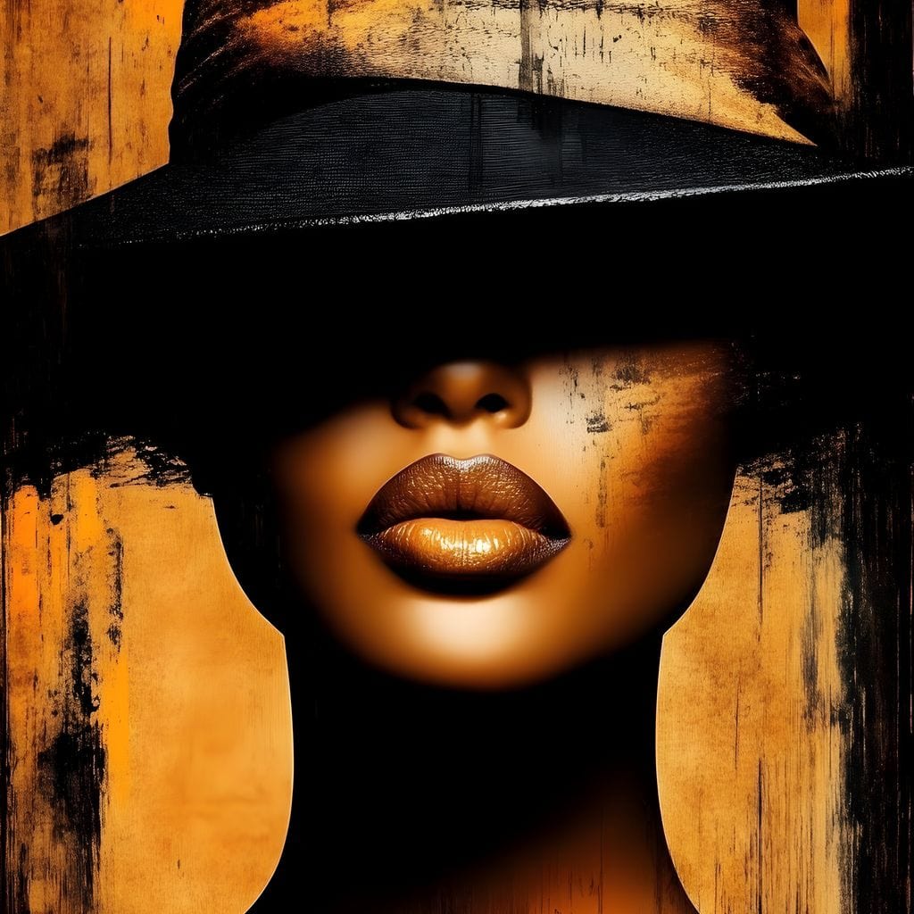 Tablou Canvas Premium, LuxCanva® G1175, Pasiune Mascata, Umbra, Negru, Auriu, Catifea, Eleganta, Dramatism, Vizual, Senzualitate, Lux, Buze, Revista, Salon, Birou, Living, Dormitor