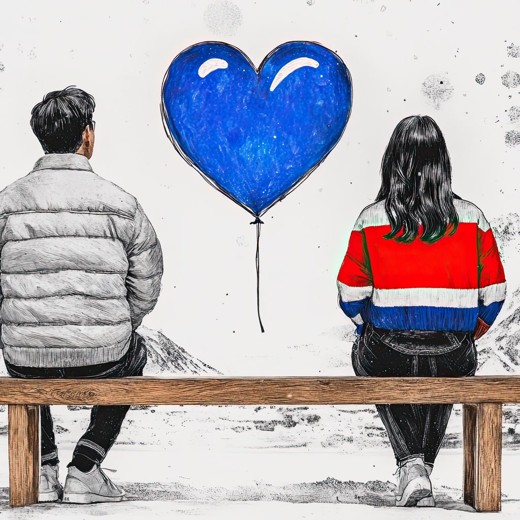 Tablou Canvas Premium LuxCanva® E1014, Intre Noi Doar Cerul, Legatura, Banca, Balon, Reflectii, Cer, Living Room, Culori vibrante