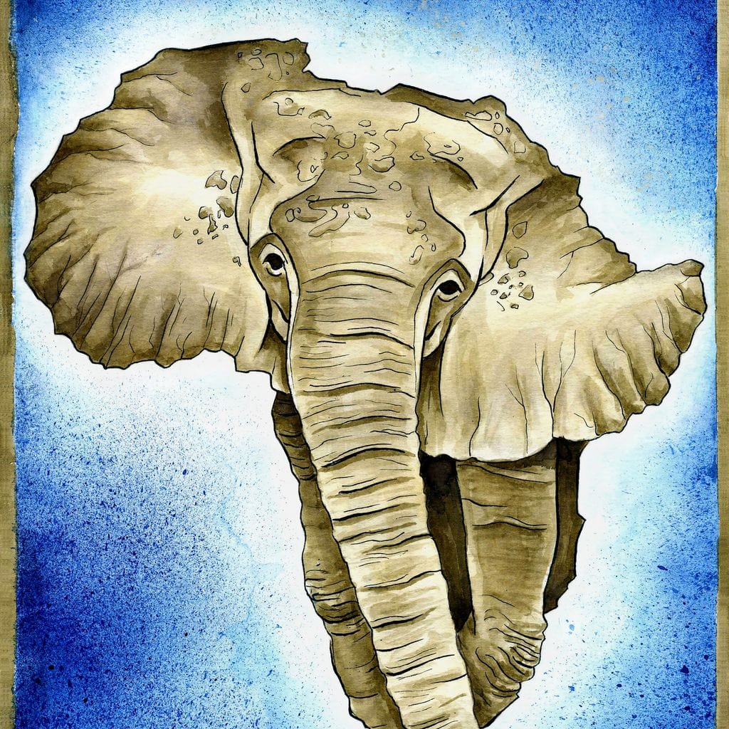 tablou canvas cu un elefant african pe fundal albastru