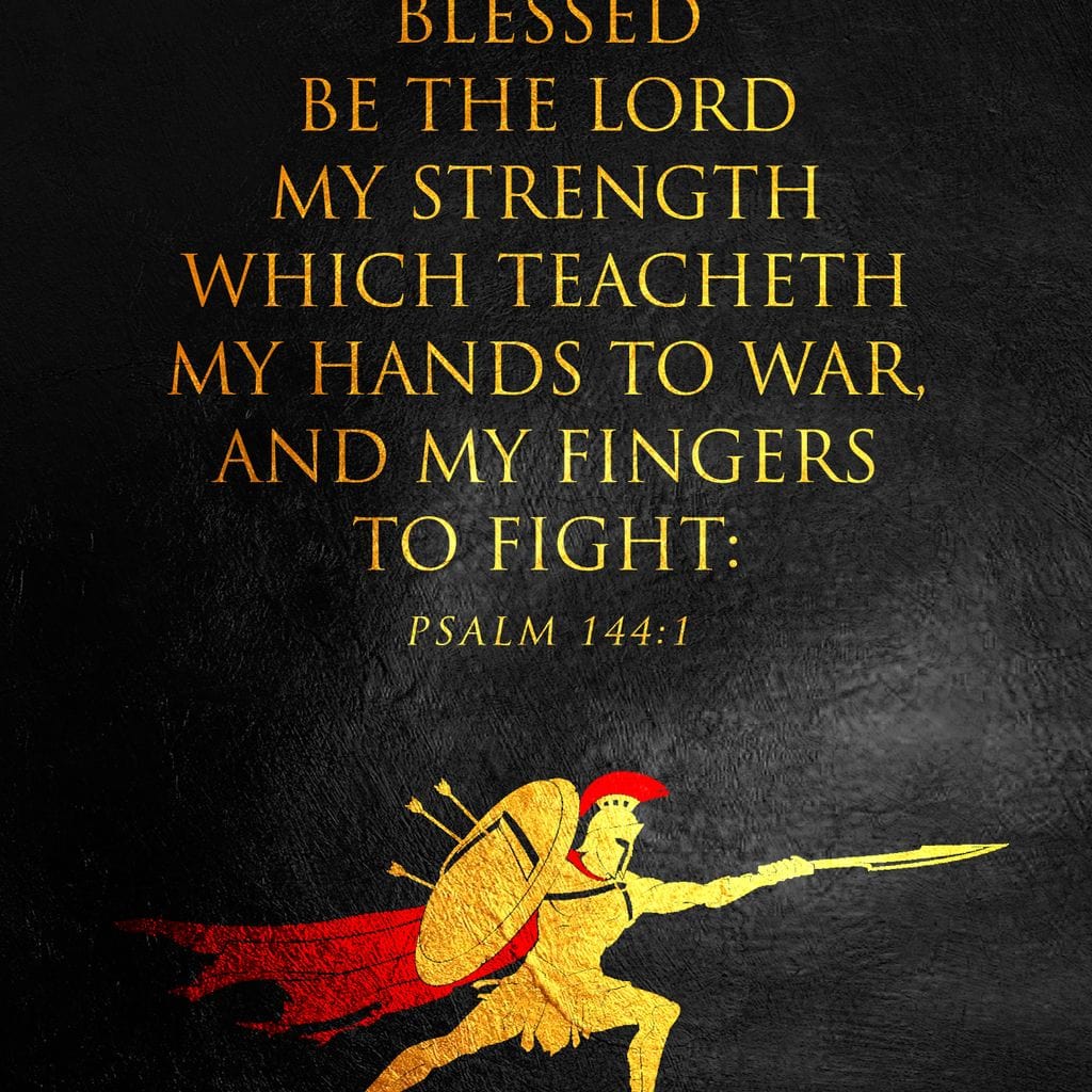 Tablou Canvas Premium LuxCanva® F1026, Curaj si Credinta , Biblic, Protectie, Razboi, Psalmi, Har, Living Room, Birou, Culori vibrante