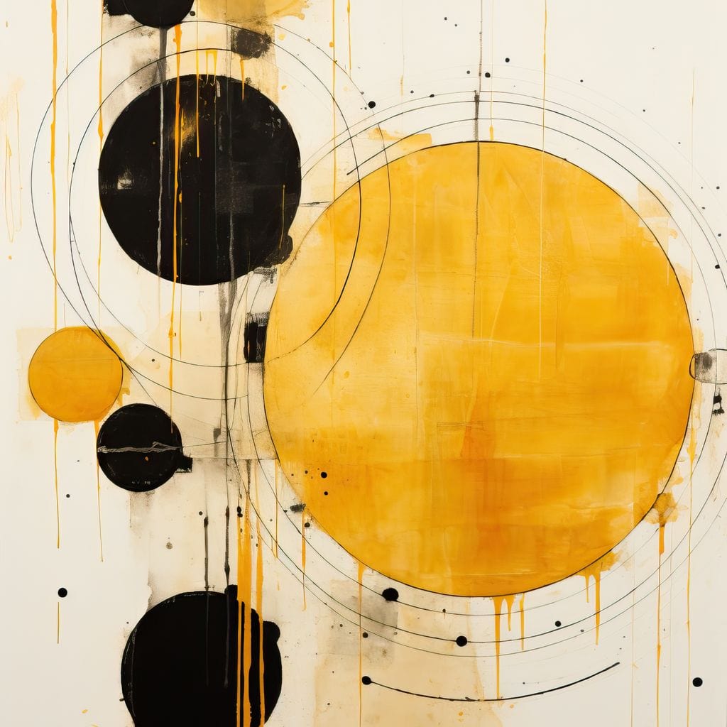 Tablou Canvas Premium, LuxCanva® J1025, Orologiul Universului, Eclipsa, Atractie, Radiatie, Galben, Negru, Mister, Infinit, Cercuri, Solar, Umbre, Living, Dormitor