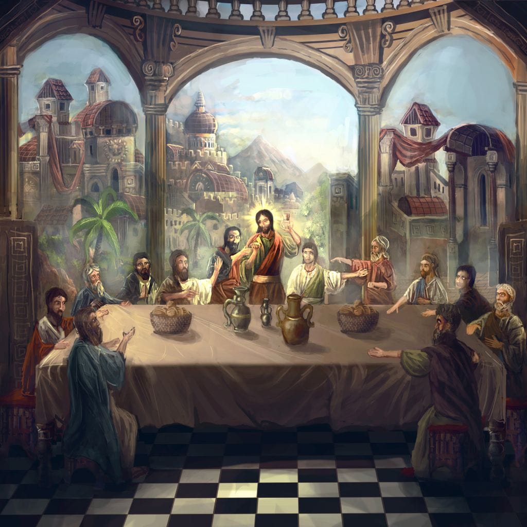 Tablou Canvas Premium LuxCanva® H1023 Cina lui Hristos , Legamant, Iisus, Taina, Iubire, Apostoli, Armonie, Har, Divin, Mantuitor, Living, Dormitor