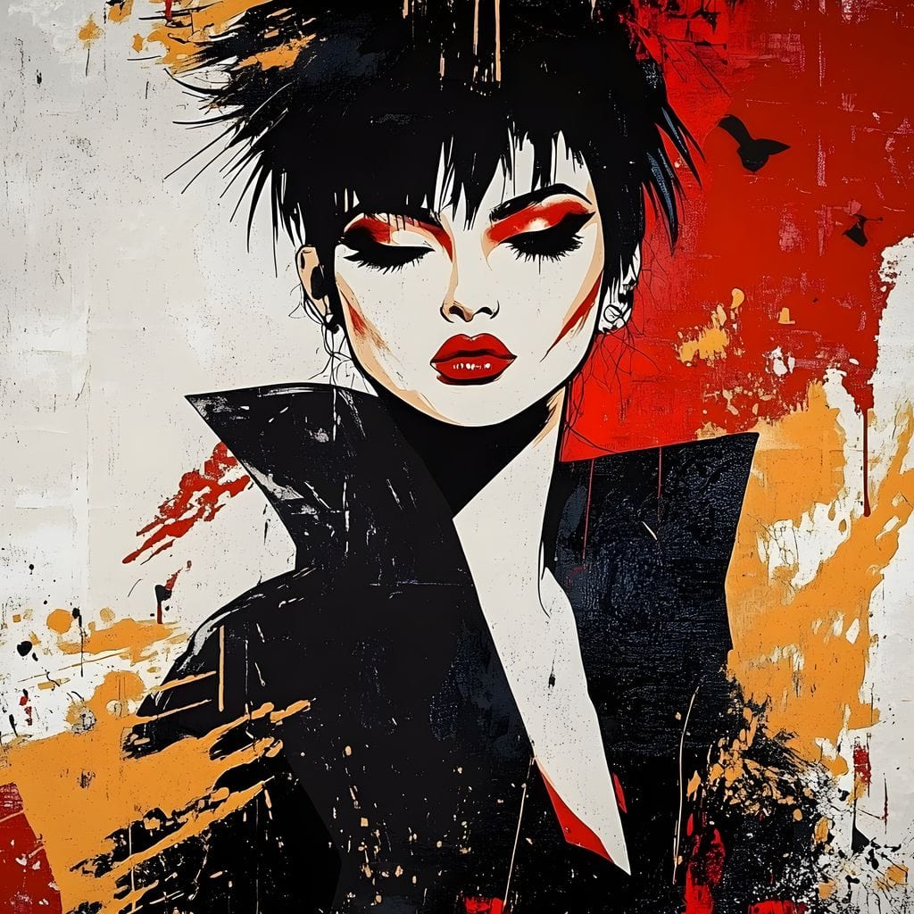 Tablou Canvas Premium, LuxCanva® G1179, Razboinica Glam,  Queen, Punk, Eleganta, Stil, Vestimentatie, Cartier, Club, Show, Muzica, Adrenalina, Umbre, Buze, Birou, Living, Dormitor