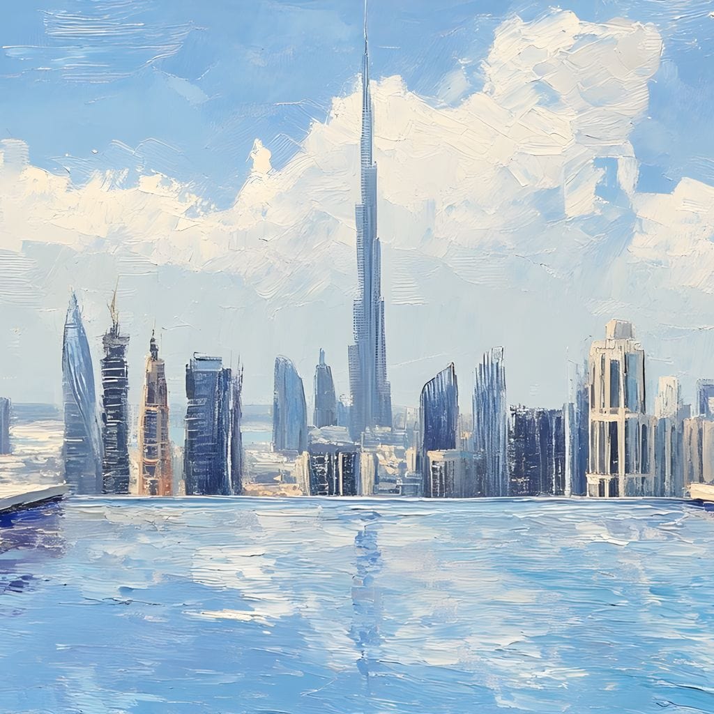 Tablou Canvas Premium, LuxCanva® O1031, Infinitul Albastru, Albastru, Relaxare, Luxos, Serenitate, Azur, Armonie, Nori, Apa, Orizont, Punte, Oglindire, Oaza, Inaltime, Viata, Birou, Living, Dormitor