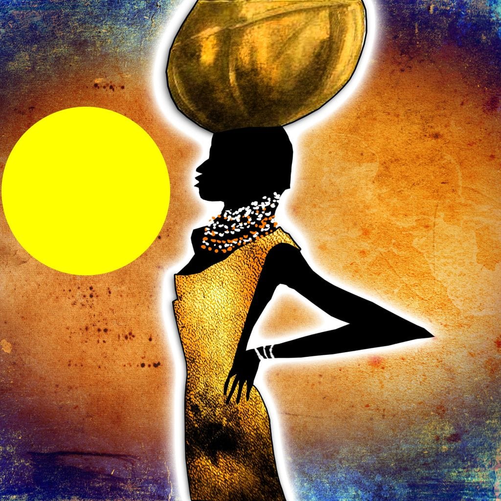 Imagine cu tablou canvas cu silueta de femeie africana, tiparita pe panza canvas