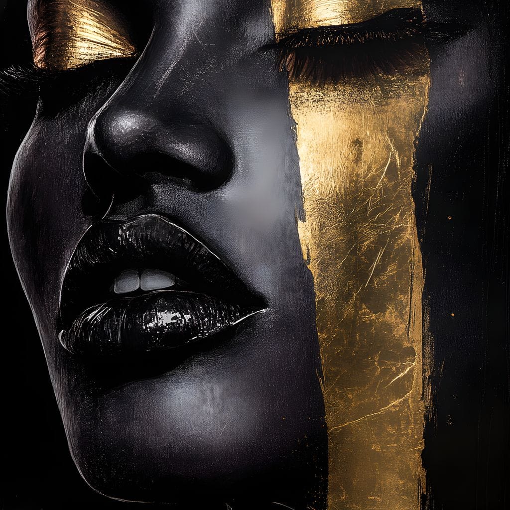 Tablou Canvas Premium, LuxCanva® G1149, Aurul din Intuneric, Queen, Eclipsa, Chip, Zeita, Magie, Vis, Ochi, Inchisi, Glamour, Sofisticat, Lux, Senzualitate, Negru, Birou, Living, Dormitor