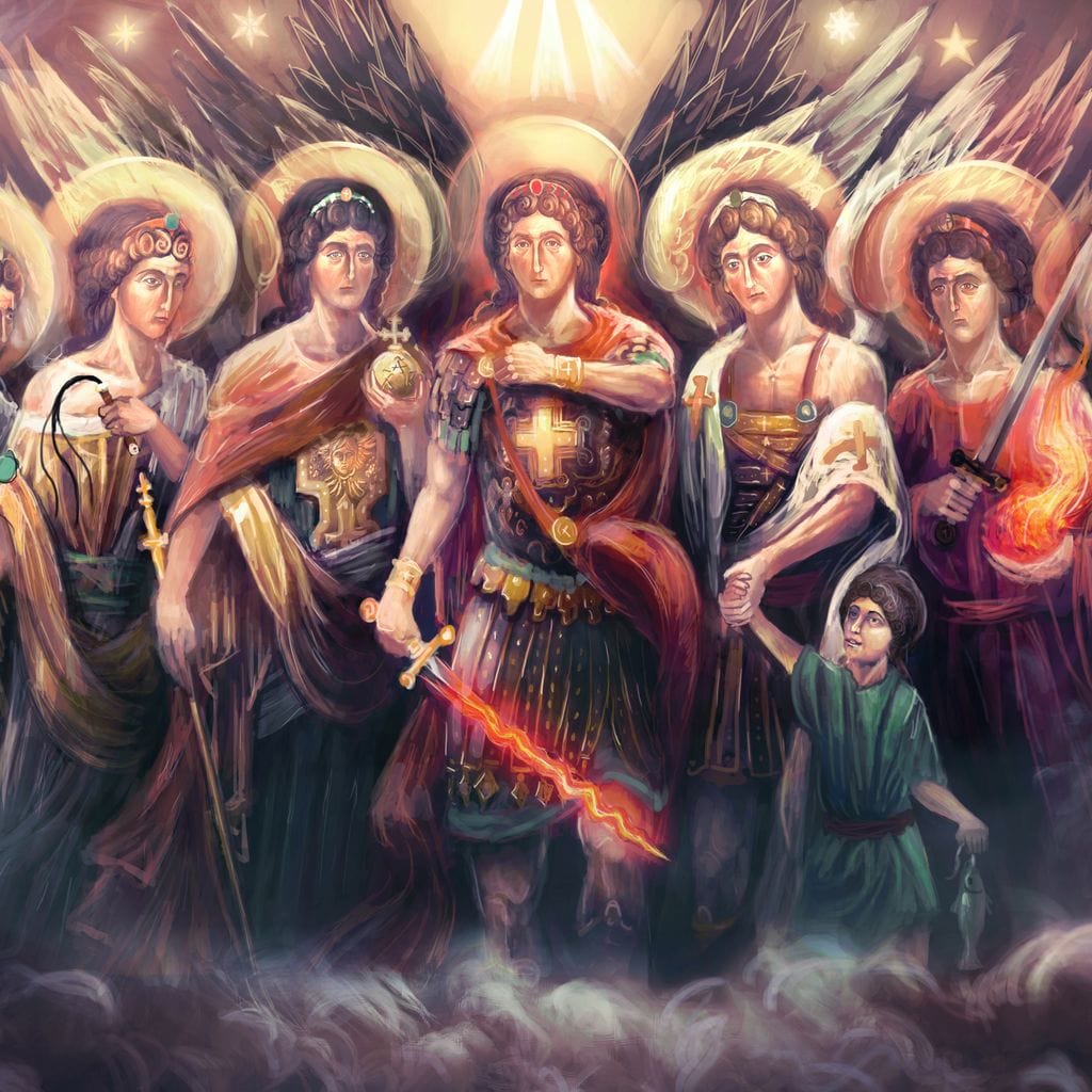 Tablou Canvas Premium LuxCanva® H1024 Puterea Arhanghelilor , Sabie, Forta, Inger, Speranta, Protectie, Divinitate, Arhanghel, Credinta, Living