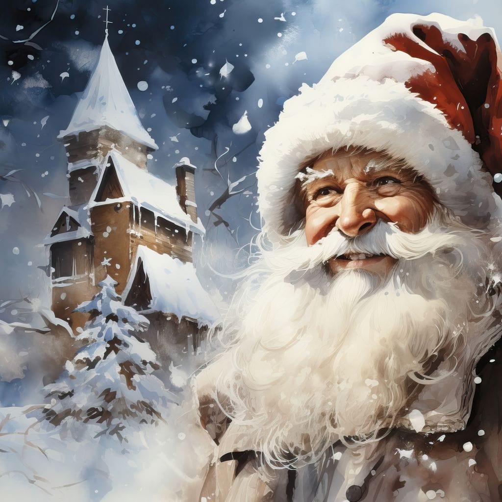 Tablou Canvas Premium LuxCanva® D1014, Lumea Magica a lui Mos Craciun ,  Cabana, Caciula, Mos, Magie, Living Room, Culori vibrante