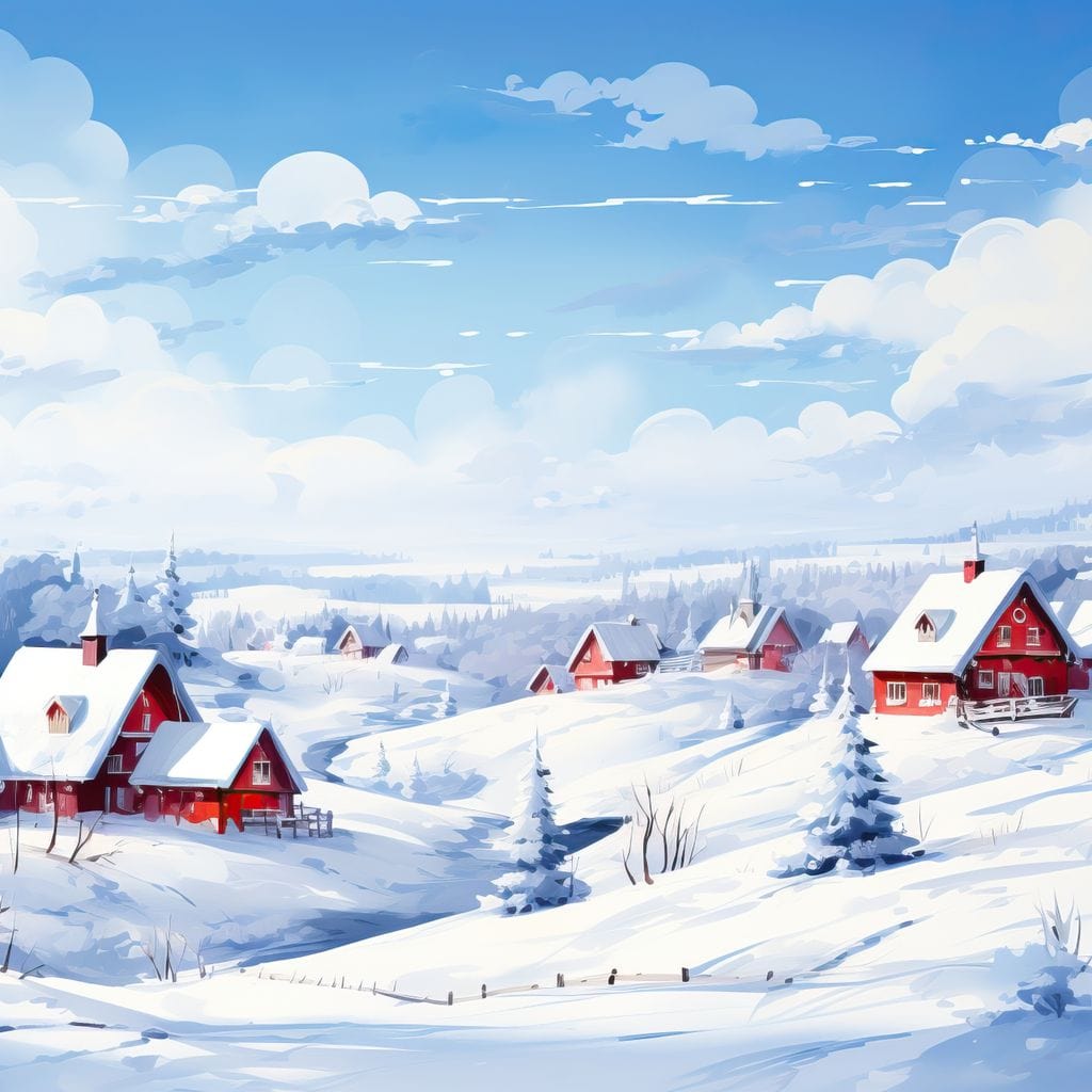 Tablou Canvas Premium LuxCanva® D1006, Iarna pe Ulita , Plimbare, Iarna, Rural, Ulita, Living Room, Omat, Culori Vibrante