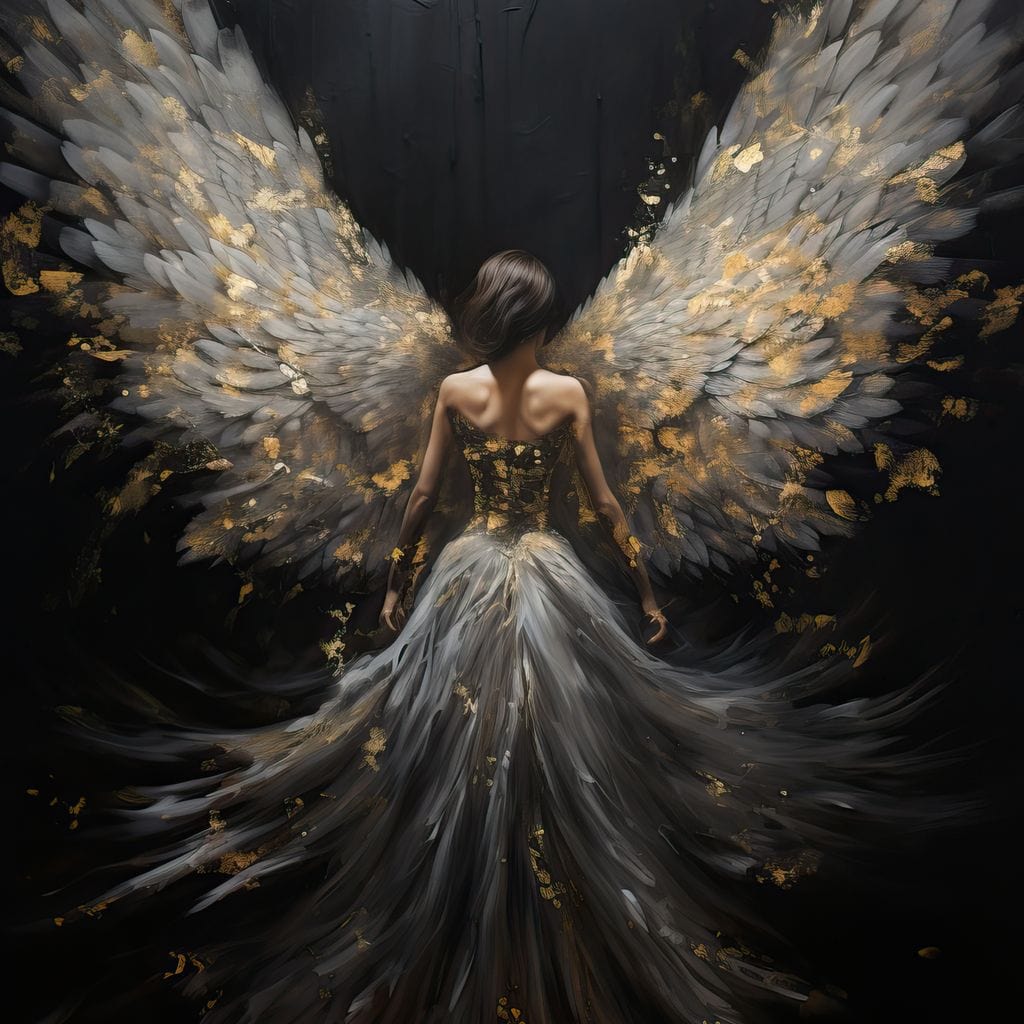 Tablou Canvas Premium, LuxCanva® G1203, Aripile Eternitatii, Divin, Ceresc, Nastere, Lumina, Aripi, Inger, Atingere, Angelic, Transcendenta, Spiritual, Cosmic, Birou, Living, Dormitor