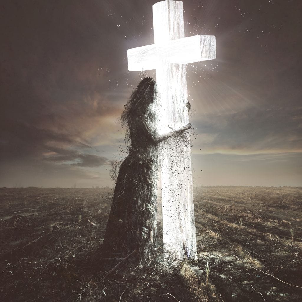 Tablou Canvas Premium LuxCanva® H1013, Imbratisarea Divinitatii , Cruce, Lumina, Mangaiere, Imbratisare, Salvare, Iubire, Putere, Living, Dormitor