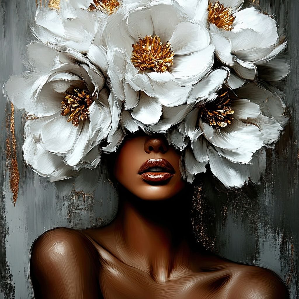 Tablou Canvas Premium LuxCanva® G1003, Regina Florilor , Eleganta, Piele, Stralucitoare, Textura, Senzualitate, Portret, Living, Dormitor, Culori vibrante