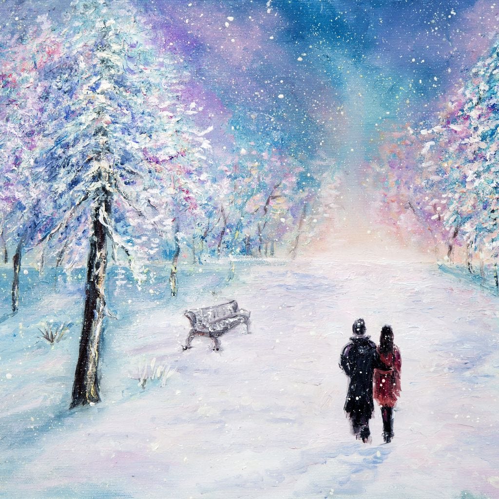 Tablou Canvas Premium LuxCanva® D1001, Plimbare de Iarna , Relaxare, Plimbare, Craciun, Alb, Parc, Zapada, Camera Copii, Dormitor