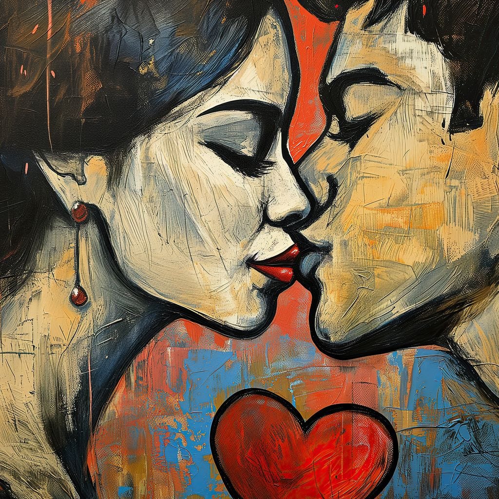 Tablou Canvas Premium LuxCanva® E1039, Iubire Nemuritoare, Romantism, Atractie, Apropiere, Iubire, Pasiune, Living Room, Culori vibrante