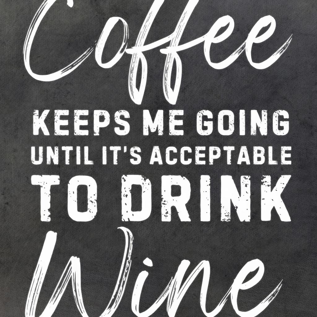 tablou canvas cu un mesaj motivational despre cafea, scris cu alb pe fundal negru