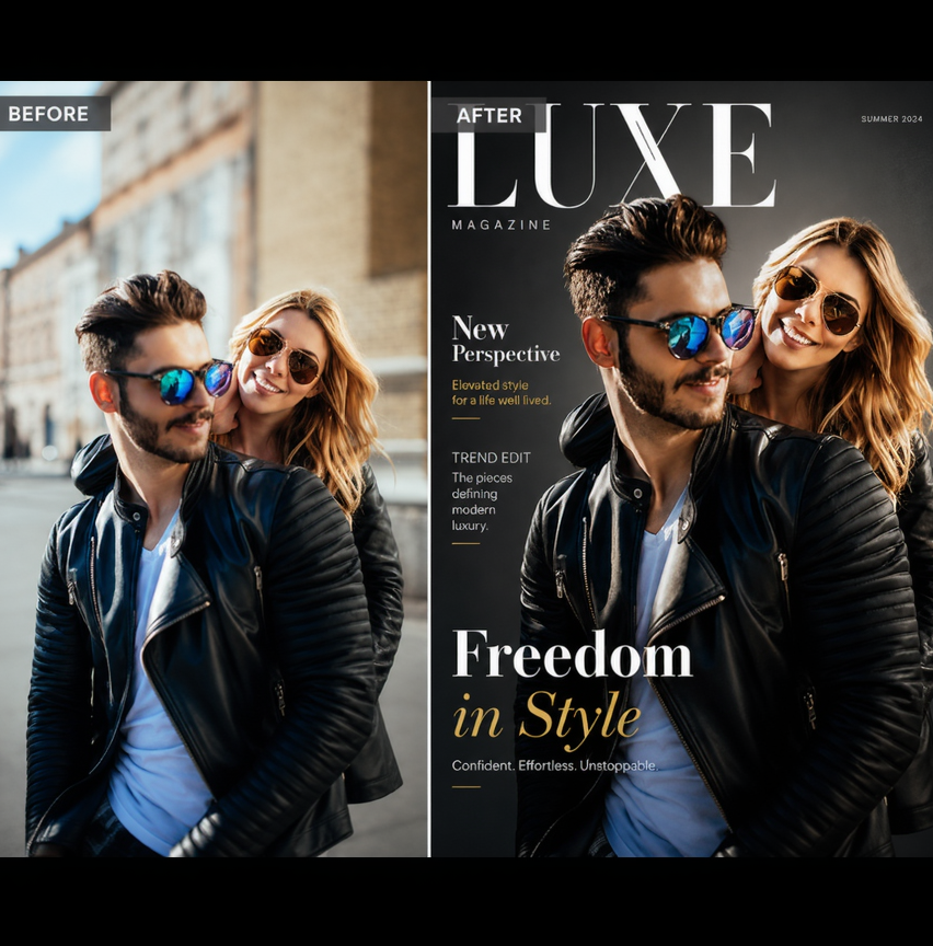 Coperta de revista luxe cu barbat si femeie, tablou canvas pentru perete