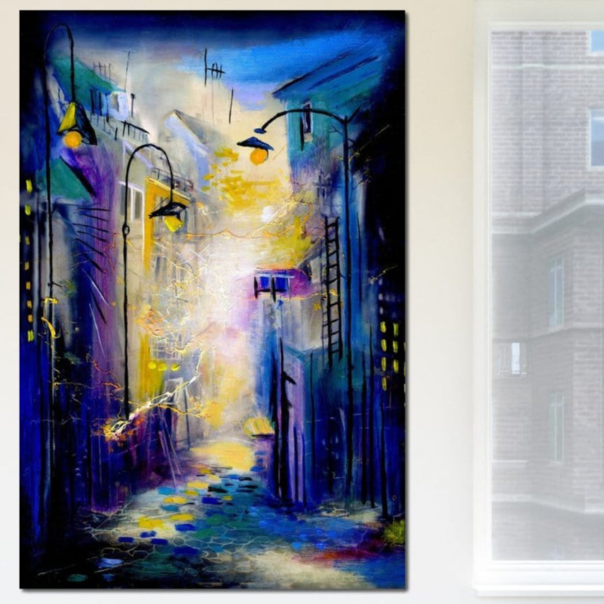 Tablou Canvas Premium, LuxCanva® O1008, Aleea Magica, Abstract, Urban, Peisaj, Oras, Lumini, Strada, Atmosfera, Mister, Modernism, Escapada, Plimbare, Pasi, Expresionism, Birou, Living, Dormitor