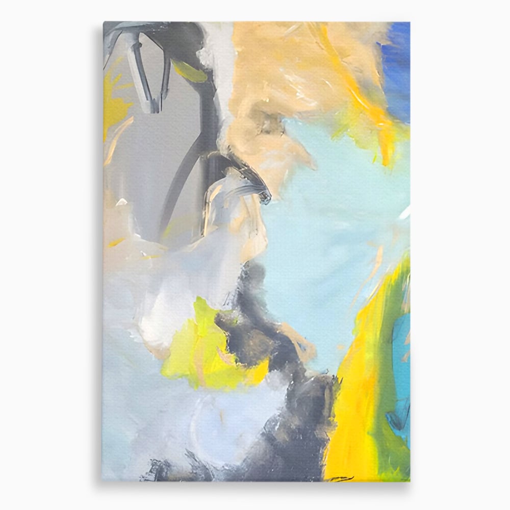 Tablou canvas cu pictura abstracta cu pete de culoare, fara rama, pe sasiu de lemn