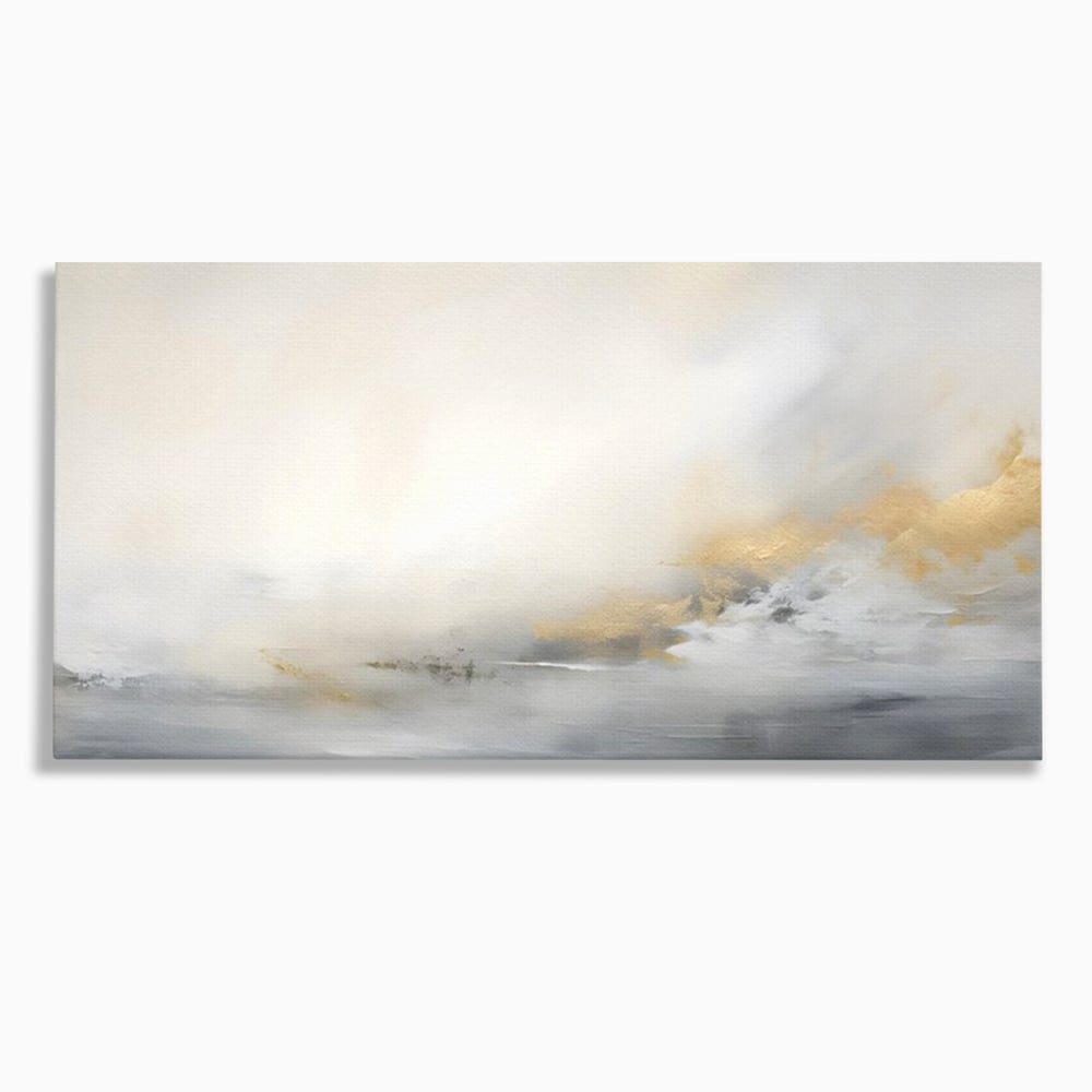Tablou canvas cu tablou abstract cu ceata si nuante aurii, fara rama, pe sasiu de lemn