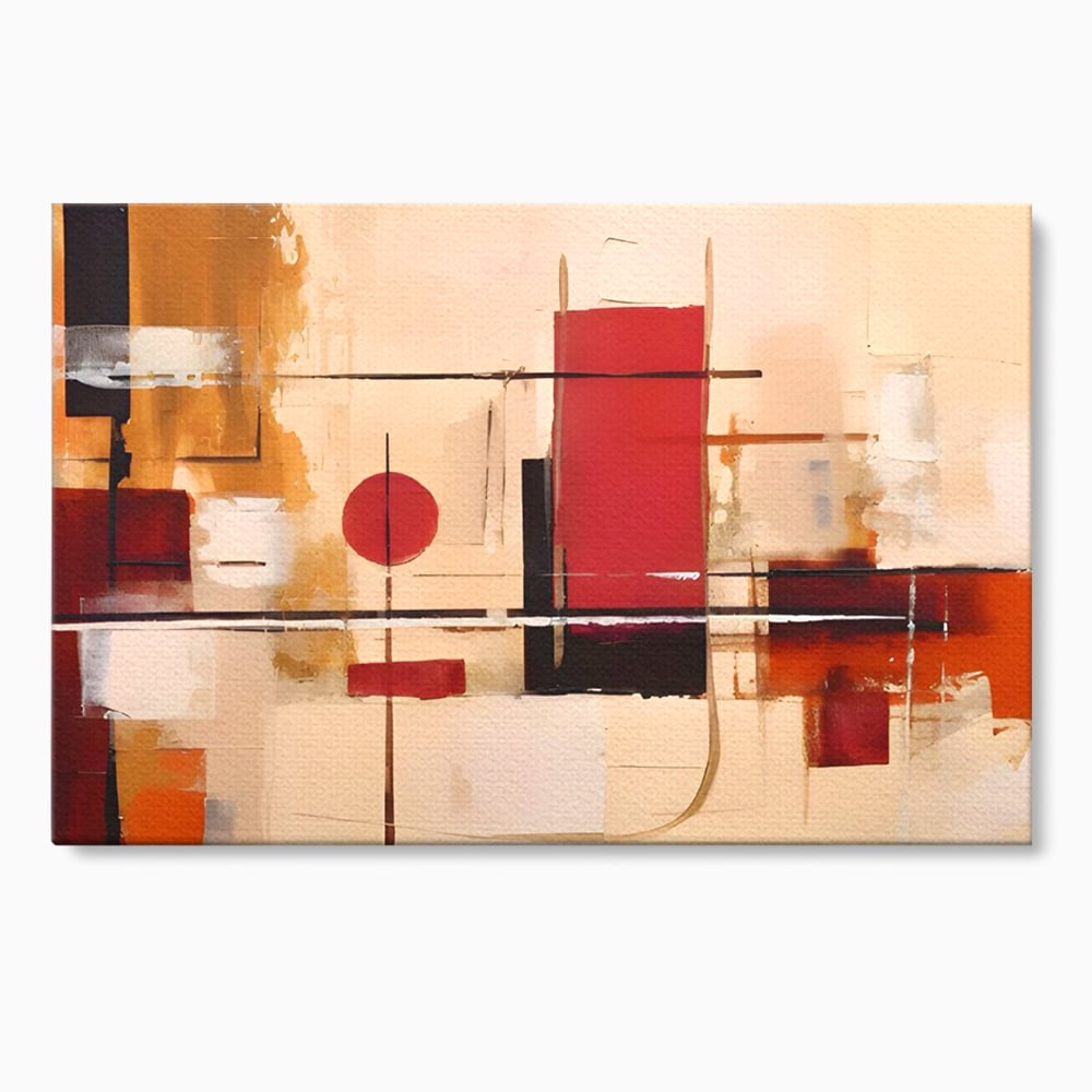 Tablou canvas cu pictura abstracta cu forme geometrice, fara rama, pe sasiu de lemn